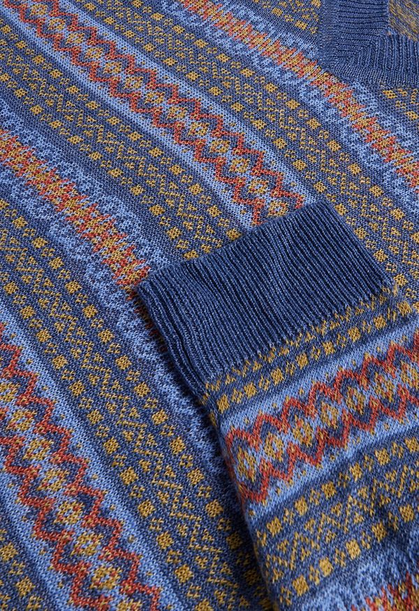 Paul Stuart Linen Fair Isle V-neck Sweater, image 3
