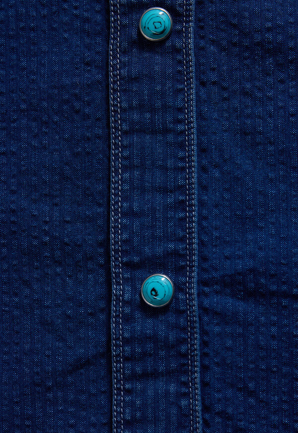 Paul Stuart Denim Seersucker Western Shirt, image 3