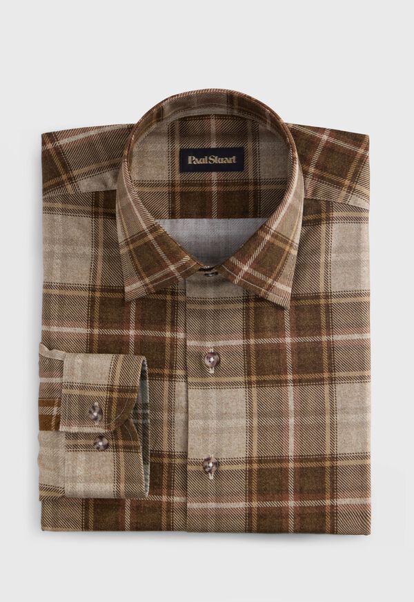 Paul Stuart Printed Plaid Brushed Cotton Shirt, image 1