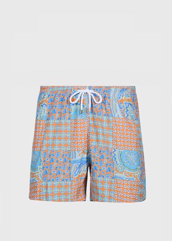 Paul Stuart Patchwork Print Swim Trunk