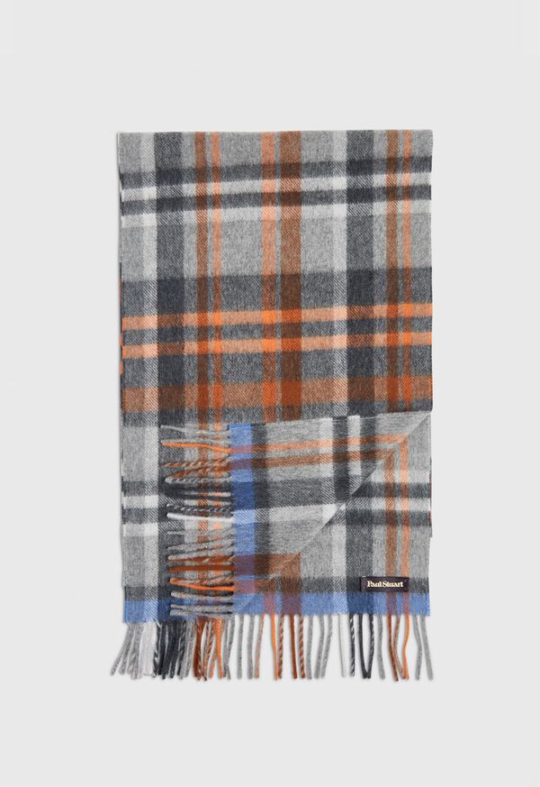 Paul Stuart Green and Rust Plaid Scarf, image 1