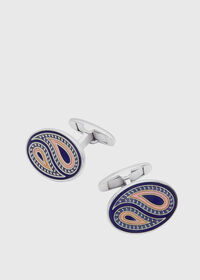 Paul Stuart Pink and Purple Paisley Enamel Cuff Links, thumbnail 1