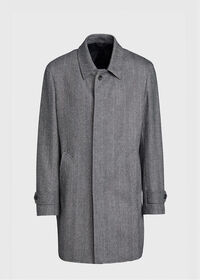 Paul Stuart Black and White Herringbone Coat, thumbnail 1
