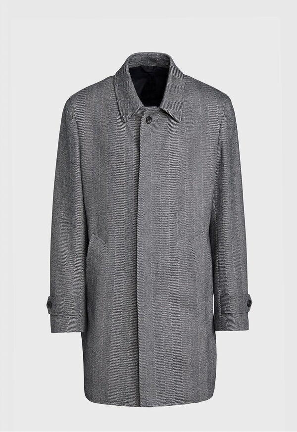 Paul Stuart Black and White Herringbone Coat, image 1