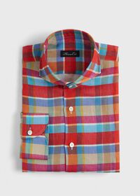 Paul Stuart Printed Linen Plaid Sport Shirt, thumbnail 1