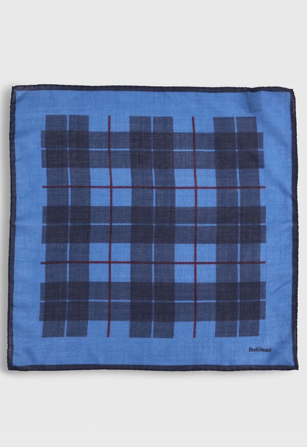 Paul Stuart Printed Wool & Cashmere Plaid Pocket Square, image 2