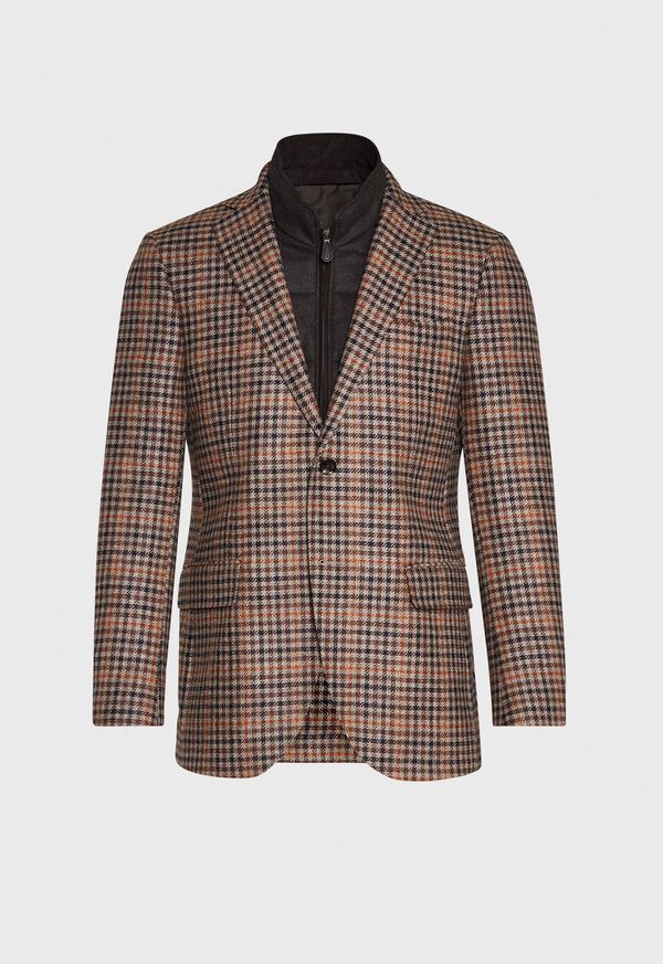 Paul Stuart Plaid Travel Jacket with Suede Vest