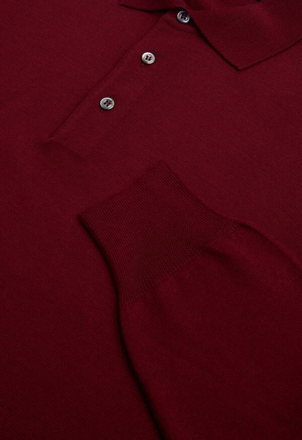 Paul Stuart Long Sleeve Merino Wool Polo Shirt, image 2