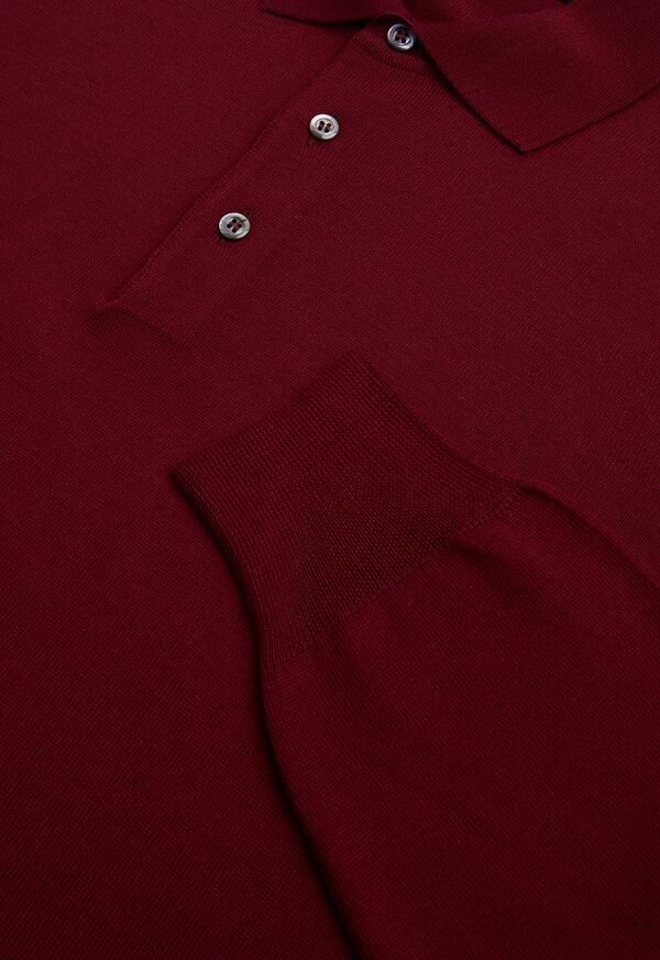 Paul Stuart Long Sleeve Merino Wool Polo Shirt, image 2