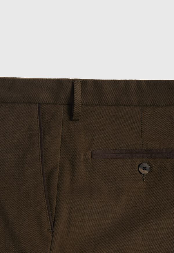 Paul Stuart Suede Trimmed Brushed Cotton Trouser, image 3