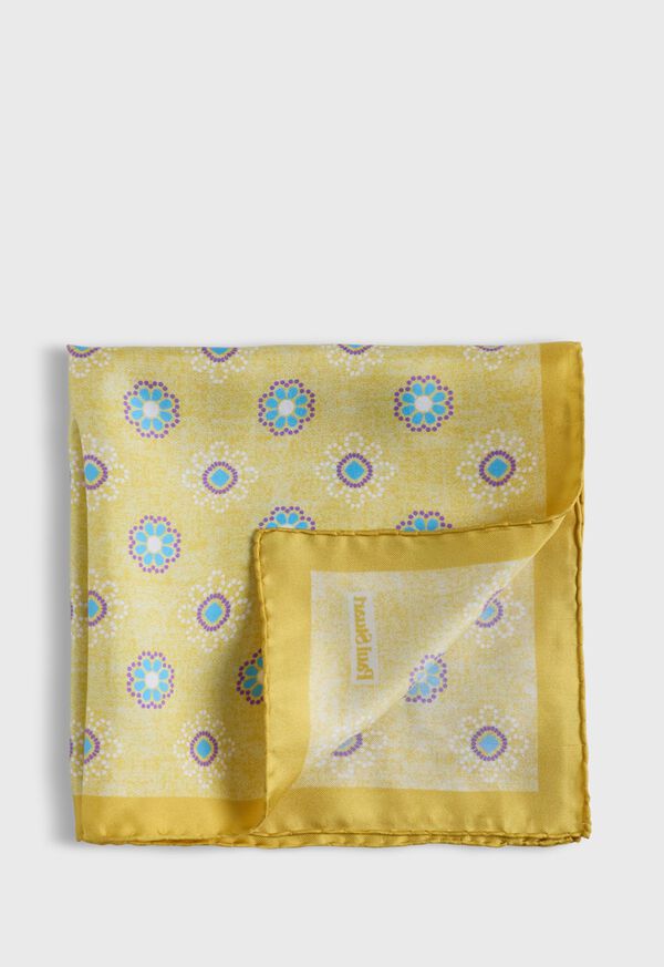 Paul Stuart Printed Silk Medallion Pocket Square, image 1