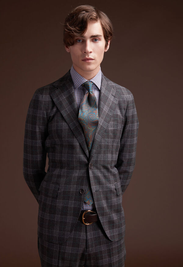 Grey Plaid Wool Suit