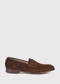 Paul Stuart Chocolate Brown Suede Rosebery Penny Loafer, thumbnail 1