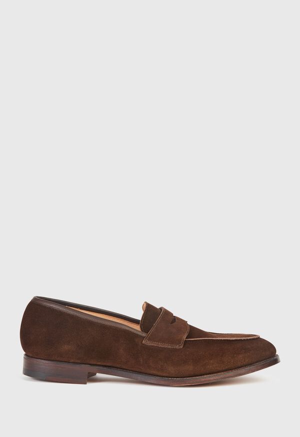 Paul Stuart Chocolate Brown Suede Rosebery Penny Loafer, image 1
