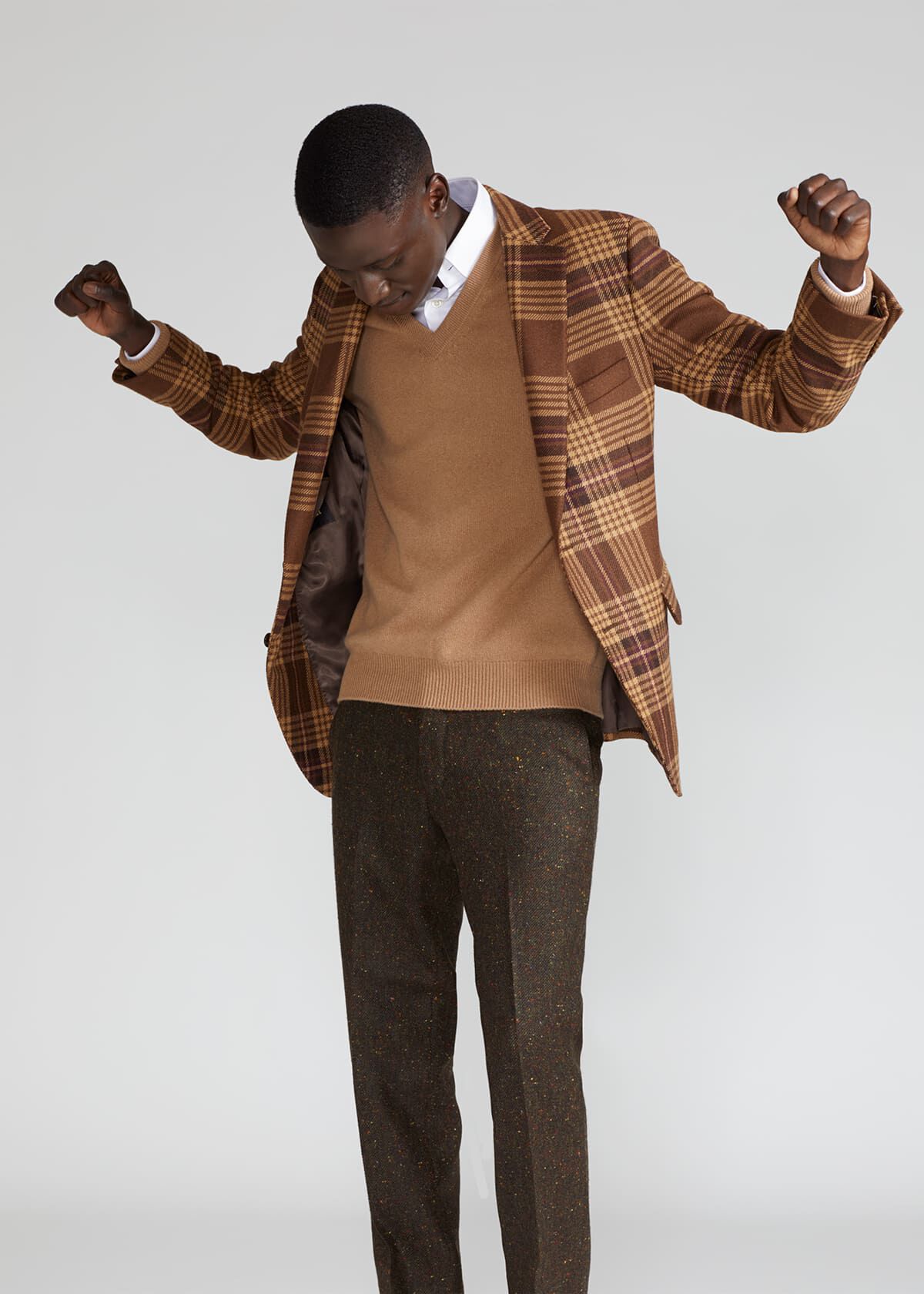 Soft Shoulder Wool Plaid Jacket