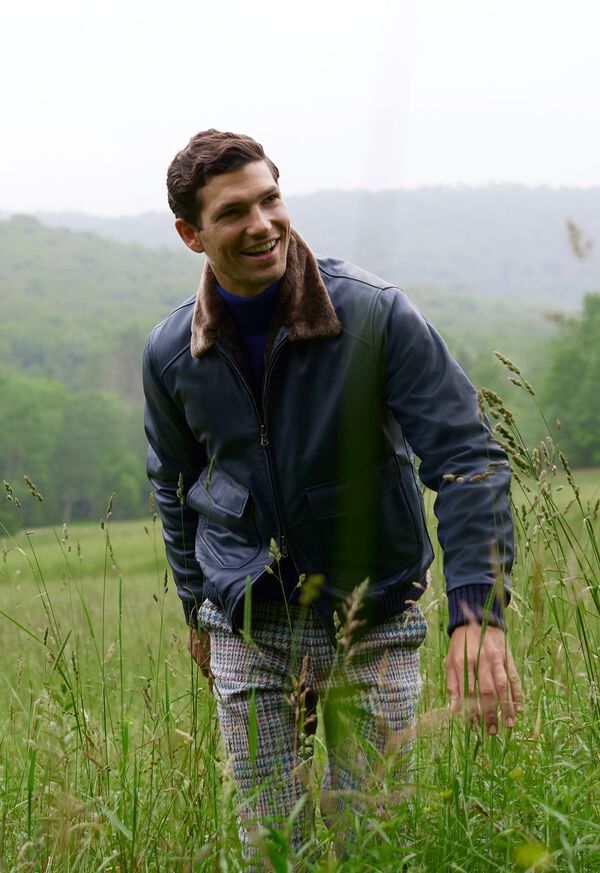 Paul Stuart Beaver Fur Lined Leather Blouson, image 5