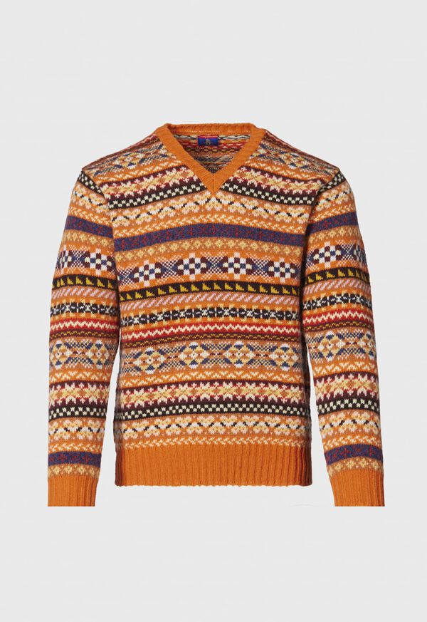 Paul Stuart Fair Isle Shetland Wool Sweater
