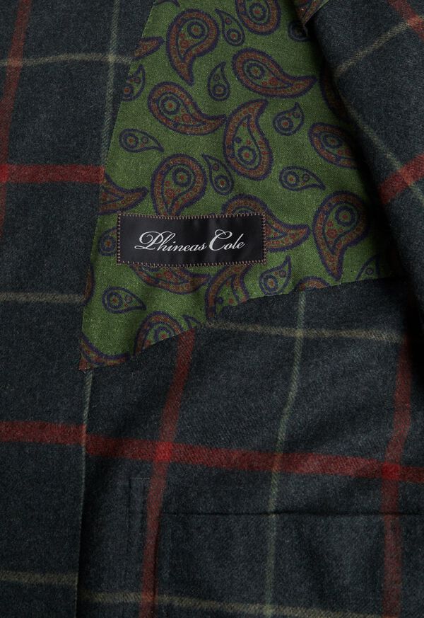 Paul Stuart Olive Cashmere Windowpane Blazer, image 3