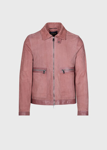 Paul Stuart Suede Zip Jacket with Leather Trim