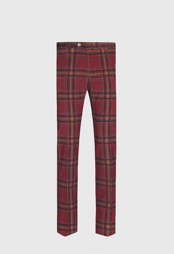 Paul Stuart Burgundy Plaid Corduroy Pants, image 1