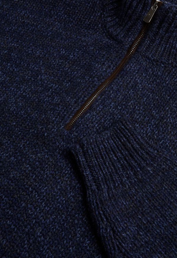 Paul Stuart Mouline Quarter Zip with Suede Trim Sweater, image 2