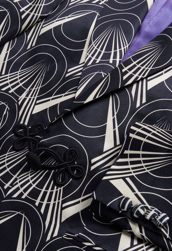 Paul Stuart Silk Deco Printed Dinner Jacket, image 3