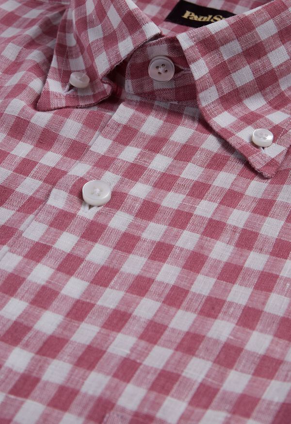 Paul Stuart Linen Gingham Sport Shirt, image 2