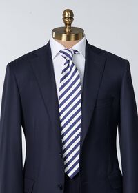 Paul Stuart Woven Silk & Cotton Bar Stripe Tie, thumbnail 5