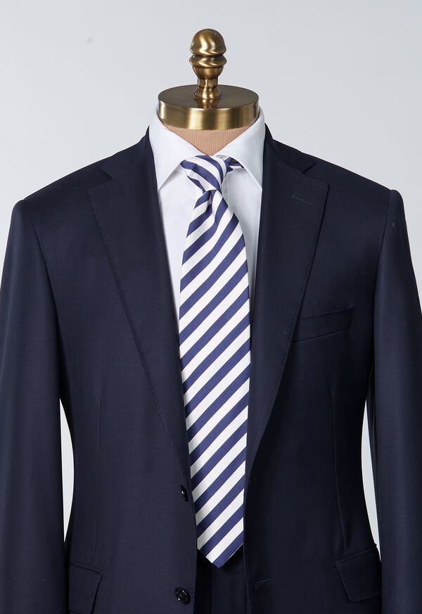 Paul Stuart Woven Silk & Cotton Bar Stripe Tie, image 5