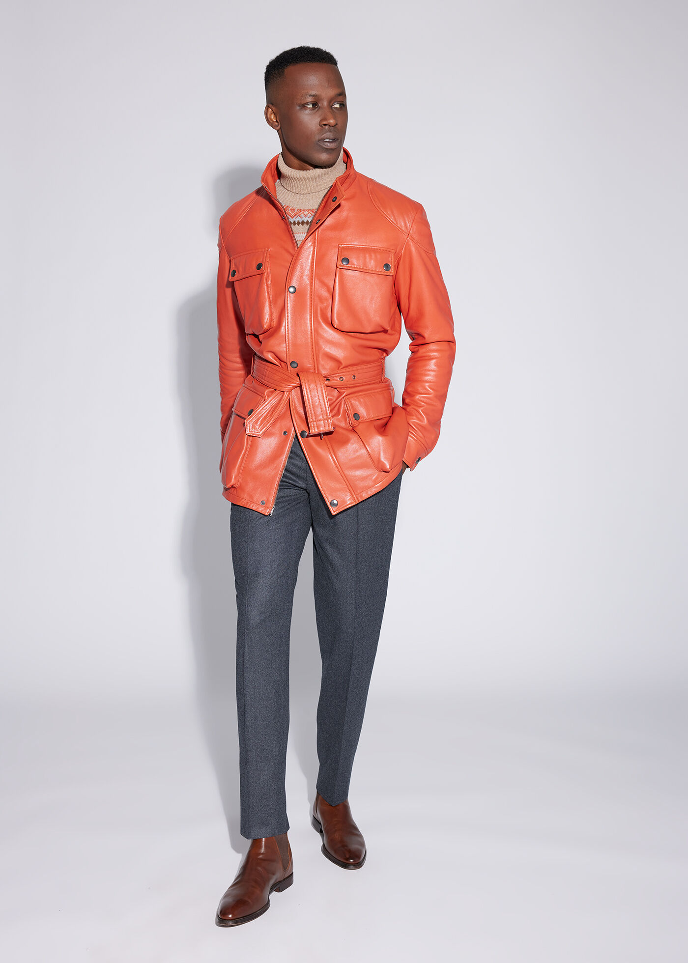 Paprika Leather Field Jacket Look