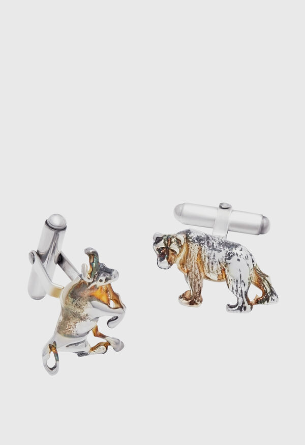 Paul Stuart Bull and Bear Cuff Links, image 1