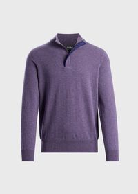 Paul Stuart Cashmere Quarter Zip With Suede Trim, thumbnail 1