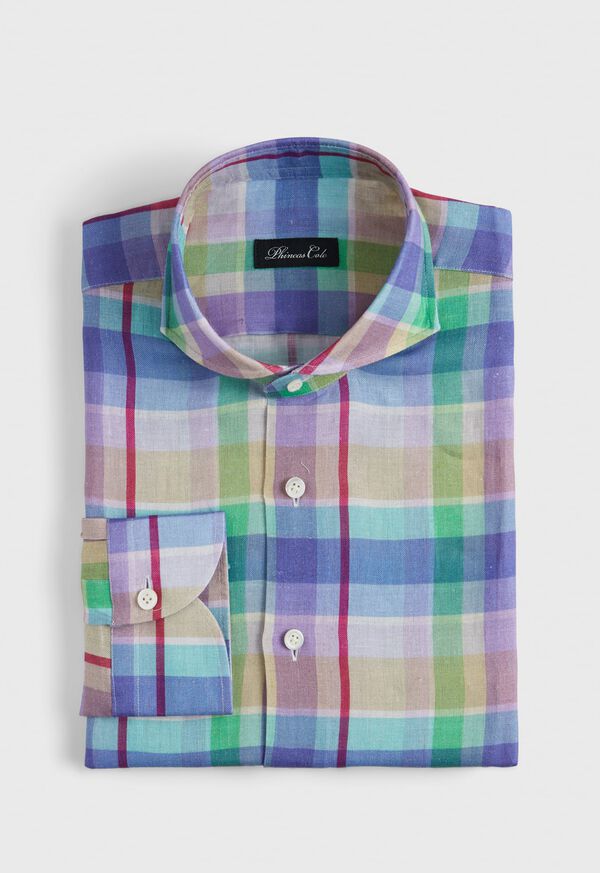 Paul Stuart Printed Linen Plaid Sport Shirt, image 1