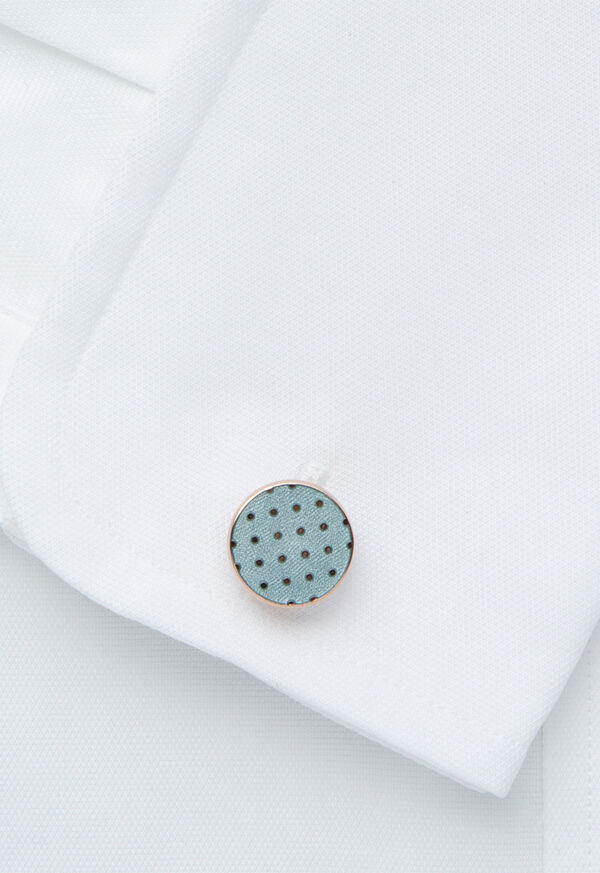 Paul Stuart Silver Enamel Cuff Links with Dot Pattern, image 2