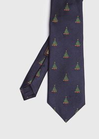 Paul Stuart Navy Christmas Tree Hioliday Tie, thumbnail 1