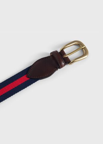 Paul Stuart Striped Belt with Leather Trim