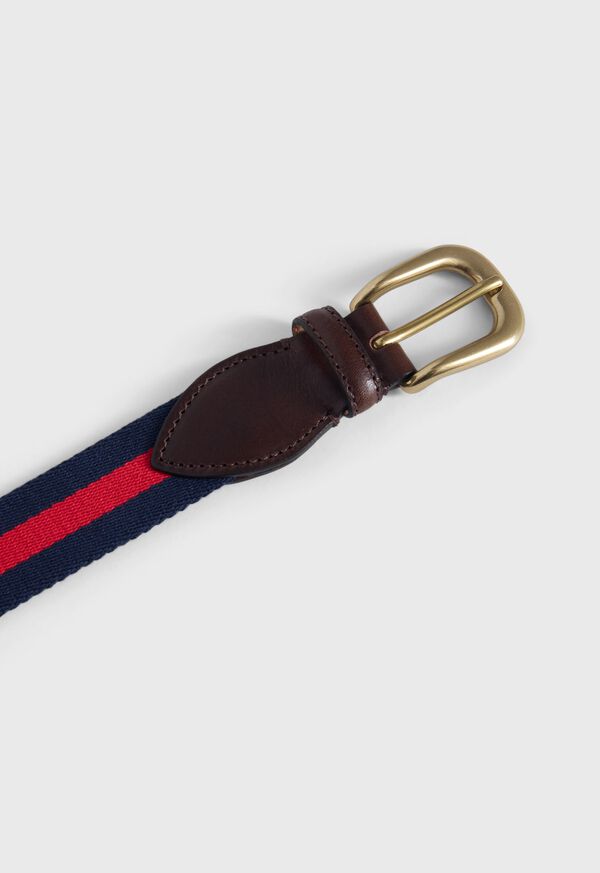 Paul Stuart Striped Belt with Leather Trim, image 2