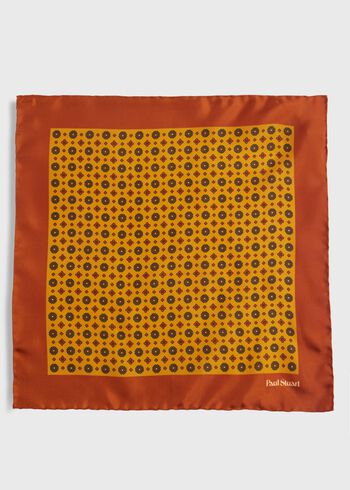 Paul Stuart Printed Silk Medallion Pocket Square
