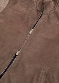 Paul Stuart Suede Front Bomber With Cashmere Knit Sleeves, thumbnail 5