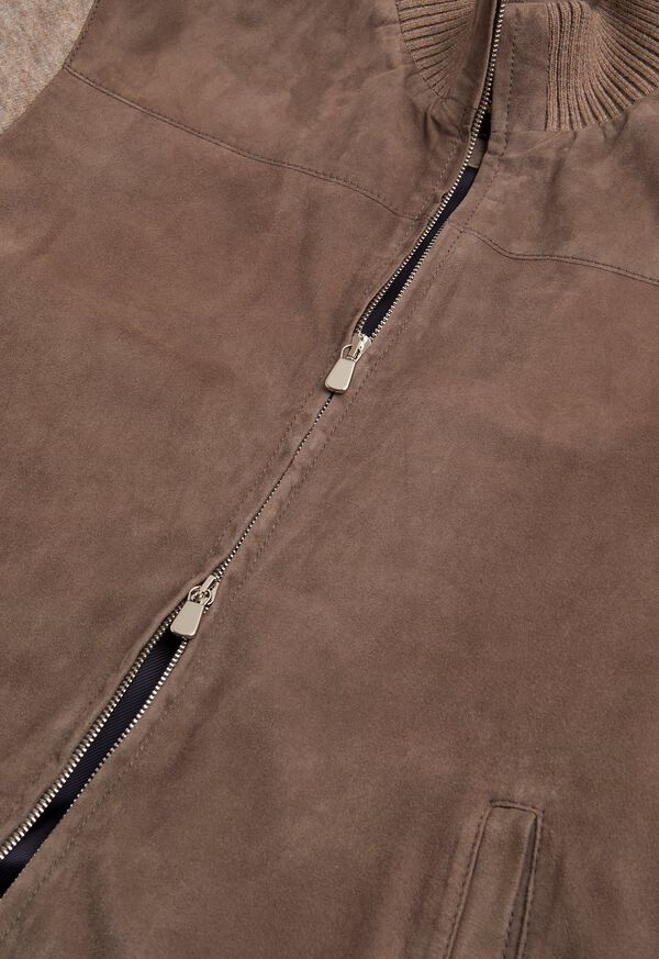 Paul Stuart Suede Front Bomber With Cashmere Knit Sleeves, image 5