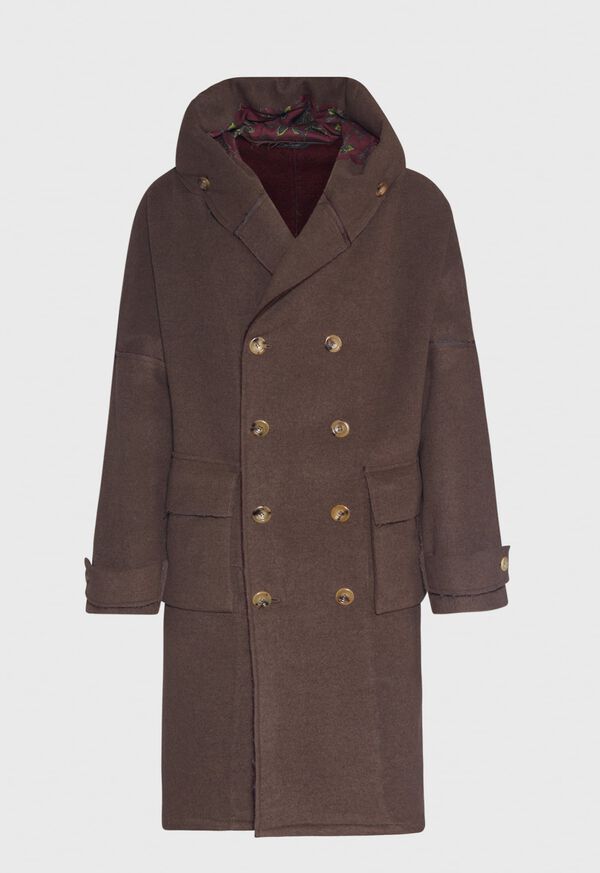 Paul Stuart Solid Double Breasted Hooded Overcoat, image 1
