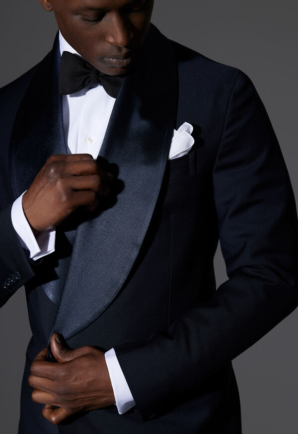 Paul Stuart Navy Double Breasted Satin Lapel Shawl Tuxedo Look, image 1