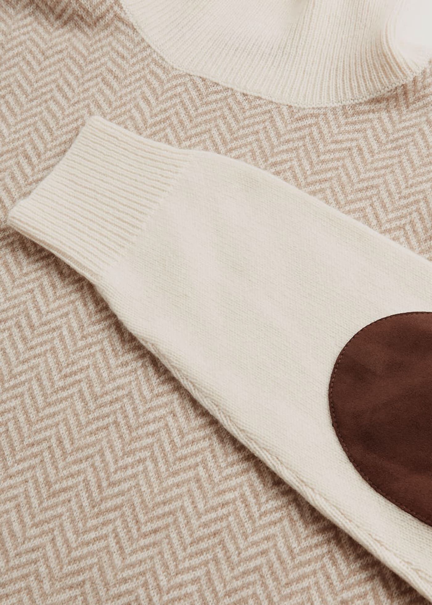 Herringbone Turtleneck with Elbow Patches