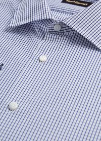 Paul Stuart Navy Graphic Checked Dress Shirt, thumbnail 2