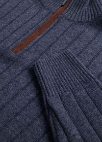 Paul Stuart Ribbed Quarter Zip Sweater with Suede, thumbnail 2