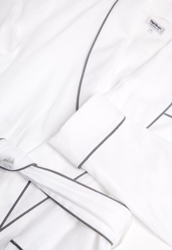 Paul Stuart Solid Linen Robe with Contrast Piping, image 2