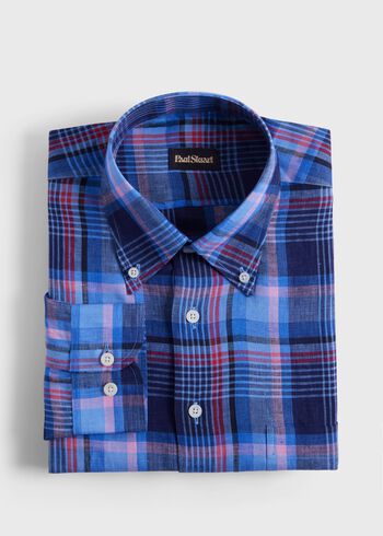Paul Stuart Linen Plaid Sport Shirt