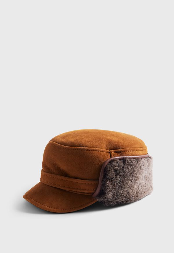 Paul Stuart Sheepskin Hat with Leather Trim, image 1