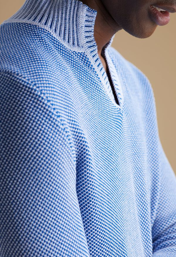 Paul Stuart Birdseye Open Collar Sweater Detail, image 1