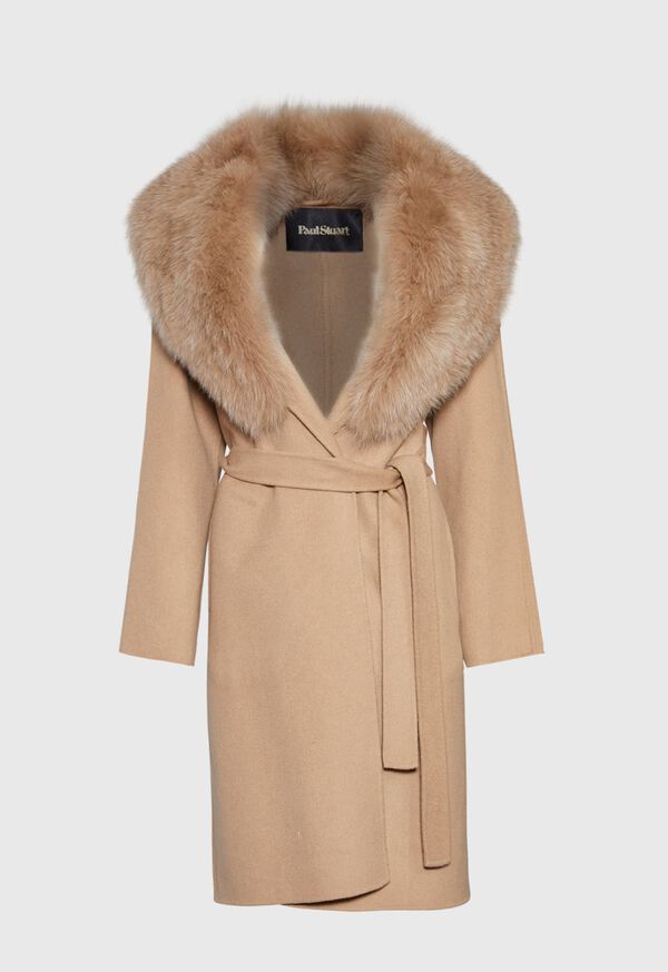 Paul Stuart Wool Blend Fur Shawl Collar Coat, image 1